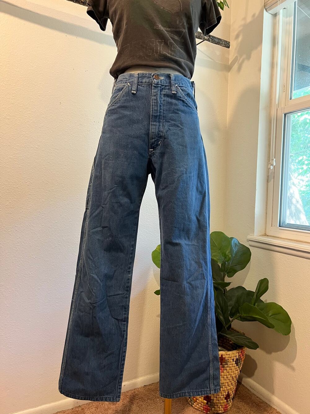 Vintage DeeCee USA Made Dark Wash Carpenter Cargo Jeans Size XS/Small